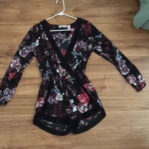 Long sleeve floral romper
